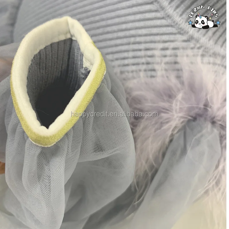 LEZONKIDS - Fashion Girls Long Sleeve Winter Sweater Dress Sweater Kids Dress Winter Feather Mesh Dress for 2-14 Years